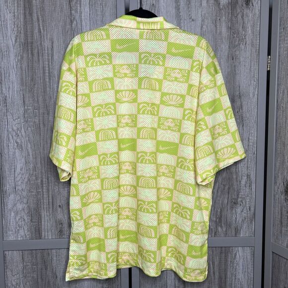 Nike Men Dri-Fit Shirt Spring Beach Short Sleeve Yellow Green Logo Size XL - Picture 8 of 8